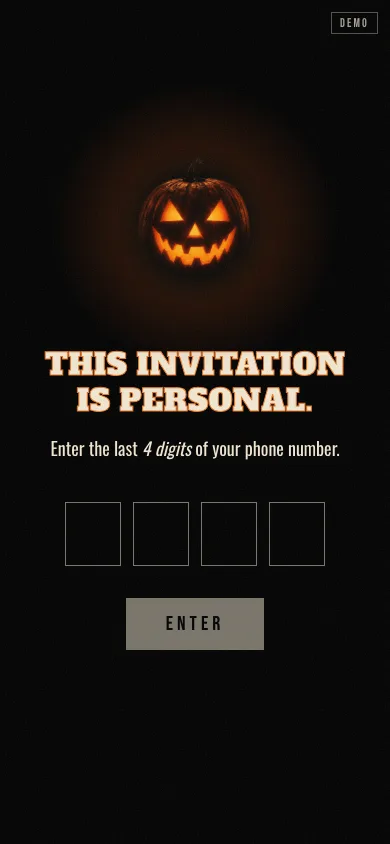 Invite gate asking for the last 4 digits of the guest's phone number